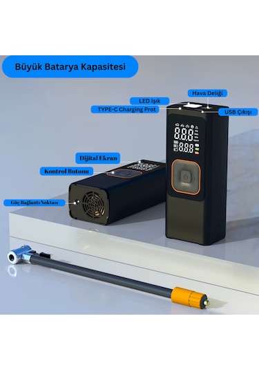 Dijital Ekran Czk-d02 Dijital Ekranlı Lastik Şişirme Hava Pompası