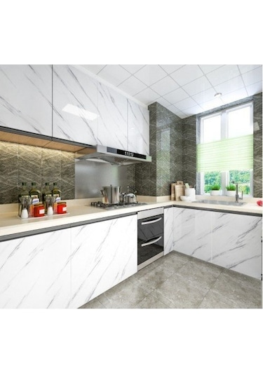 Büro Ev Dekoru İçin Sızdırmaz Yapışkanlı Mermer Desen Sticker Tezgah Kaplama Folyosu