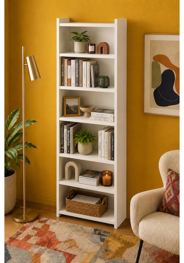 Nova 6 Raflı Beyaz Mdf Modüler Kitaplık