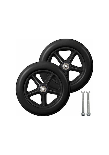 Mufunye 8 İnç Ön Teker, 2 Adet Tekerlekli Sandalye Yedek Tekerlek, Kaymaz Katı Lastik, 190mm Gri Siyah, Tekerlekli Sandalyeler İçin Tekerlekler, Tekerlekli Sandalyeler, Yürüteçler Siyah