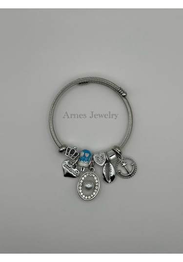 Arnes Jewelry Çelik Silver Incili Bileklik Ar09 Silver