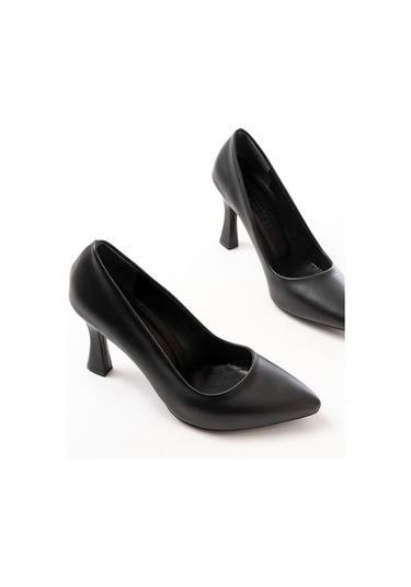 St-001 Siyah Günlük 9 Cm Topuklu Bayan Stiletto Ayakkabı Renksiz