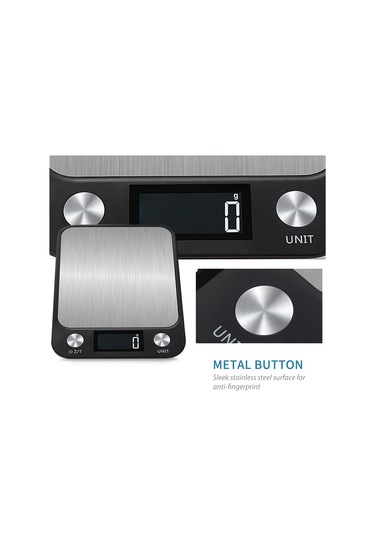 Kosona Siyah Dijital Mutfak Terazi, 5kg/1g Hassasiyet, Çeşitli Birimler G, Oz, Kg, Ml , Tare Fonksiyonu, Lcd Ekran, Enerji Tasarruflu Diğer