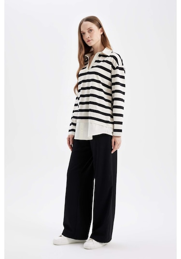 Defacto Wide Leg Eşofman Altı Beli Lastikli Bağcıklı Basıc D4150AX24AU Siyah Defacto Wide Leg Eşofman Altı Beli Lastikli Bağcıklı Basıc D4150AX24AU Siyah
