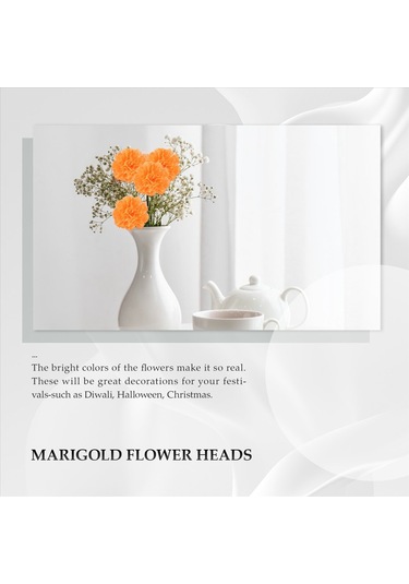 Gatherco Kadife Çiçeği Başları Toplu, Çelenk El Sanatları İçin 100 Adet Yapay Çiçek Başları, İpek Kadife Çiçeği Sahte Çiçekleri, Turuncu Diğer