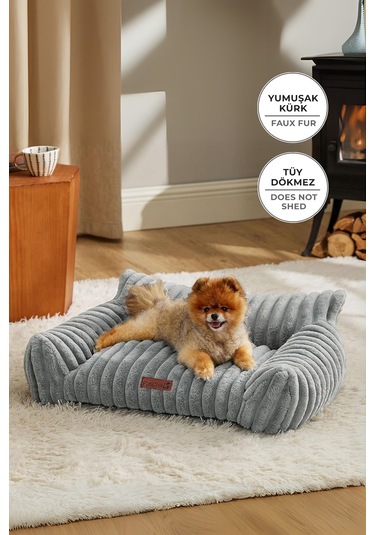 Kürk Peluş Kedi Köpek Yatağı Luna