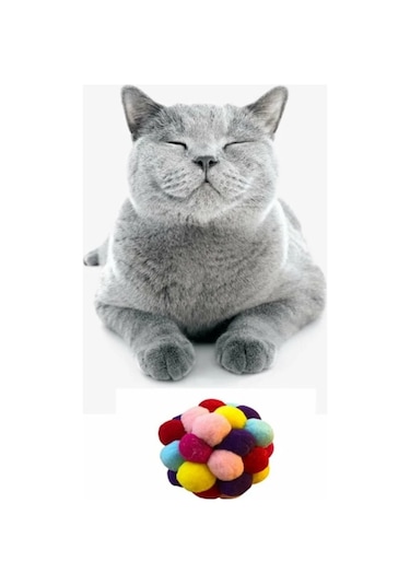 Brt Pet Ponponlu ve Çıngıraklı 7 CM Kedi Oyun Topu Oyuncağı