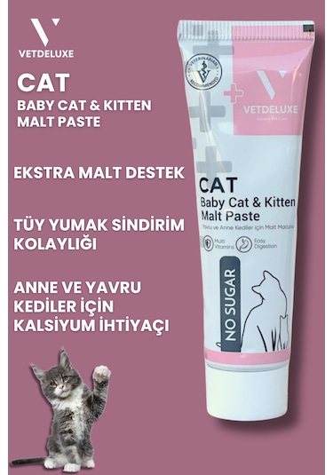 Vetdeluxe Babycat Kitten Malte Tüy Yumağı Önleyici Yavru Hamile ve Emziren 100 G