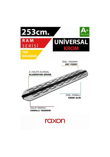Ram Serisi Yan Basamak 253 Cm Universal Kaymaz Yüzey & Dayanıklı Tasarım