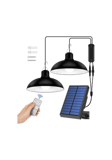 Sones Ip65 Su Geçirmez Dış Mekan Güneş Enerjili Led Ampul Avize İç Mekan Işıkları, Özellikler: Uzaktan Kumandasız Çift Beyaz Işık