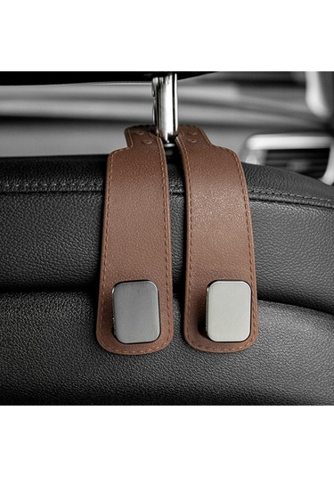 Kangvka Araba Sandalye Arka Çift Kanca - Telefon Tutucu Ve Saklama Fonksiyonu - Gizli Depolama - Yumuşak Silikon - Tekli Paket - Açık Kahverengi