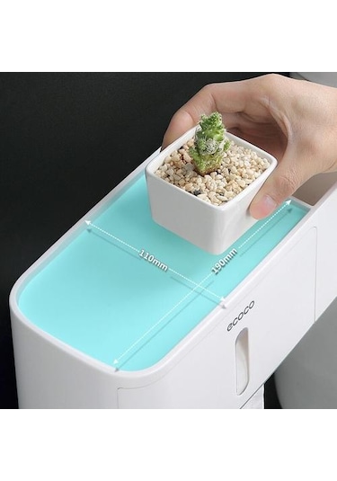 Tuvalet Kağıdı Tutucu Yaratıcı Ile İki Depolama Banyo Mutfak Tuvalet Kağıdı Dağıtıcı Plastik Duvar Su Geçirmez Tuvalet Rulo Tutucu Taşınabilir Tuvalet Kağıdı Sahipleri 22 x 13.6 x 11.2 CM