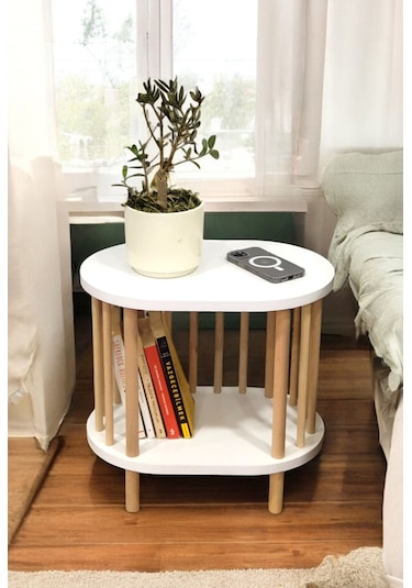 Yan Sehpa - Komodin - Salon - Oturma Odası Zigon Sehpa Beyaz