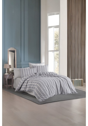 Organik Keten Çift Kişilik Nevresim Takımı Gri