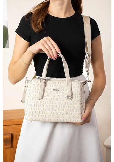 Just Polo Kadın Günlük Kullanıma Uygun Ayarlanabilir Askılı Şık El Ve Omuz Çantası Shoulder Bag Krem