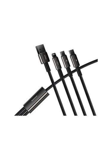 Pazly 1,5m 3,5a Baseus Camltwj-01 Usb 8 Pin + Usb-c + Mikro Usb Hızlı Şarj Veri Kablosu