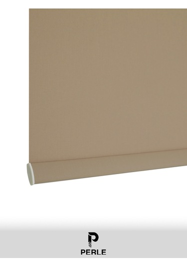 Br Perle Açık Kahverengi Düz Mekanize Stor Perde Yüksek Kalite Metropol Serisi Açık Kahverengi