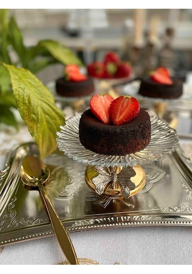 6'lı Kelebek Ayaklı Gold Cam Lokumluk, Şekerlik, Çerezlik, Kahve Yanı Sunumluk 13cm Gold