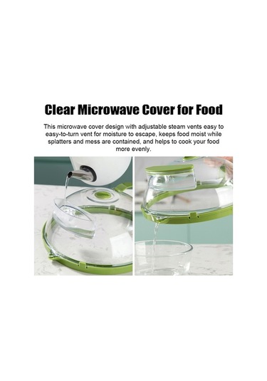 Ulzyvf Pratik Mikrodalga Yiyecek Saklama Kabı - Buhar Delikli, Su Hazneli, Kulplu Yeşil Yeşil
