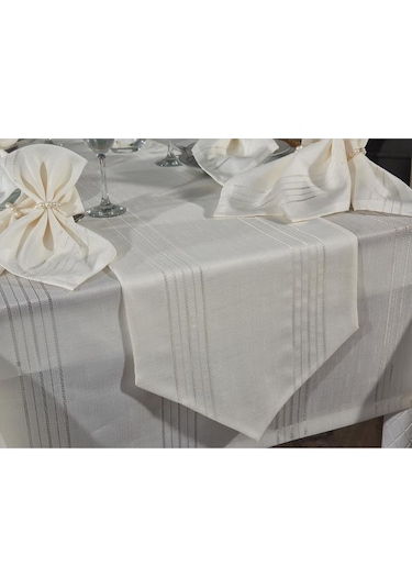 Corvver 26 Parça Dertsiz Masa Örtüsü Takımı Krem Krem