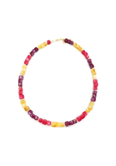 Akrilik Kolye - Fuşya Çok Renkli