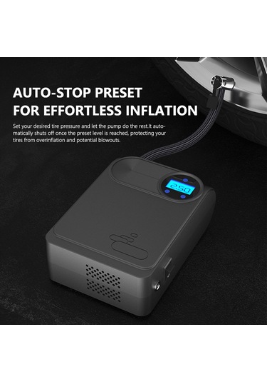 Teltree Kablosuz Araç Lastik Pompa, Otomatik Durdurma, Dört Modlu Enflasyon, 2000mah Li-pol Batarya, Siyah Dijital Gösterge