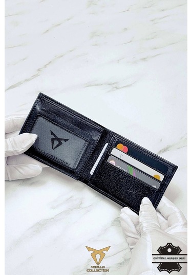 % 100 Hakiki Deri Ergonomik Cüzdan Kartlık Portföy Siyah