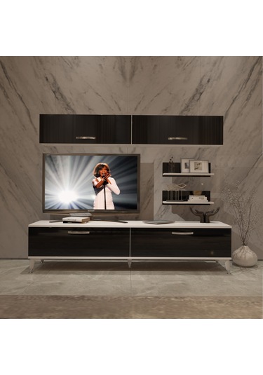 Decoraktiv Eko 5 Slm Std Silver Tv Ünitesi Tv Sehpası Beyaz - Siyah