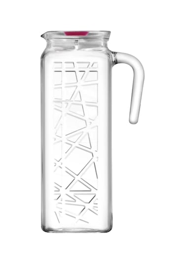 LAV Line Cam Sürahi Tekli 1,2 L Kulplu Pembe Plastik Kapaklı