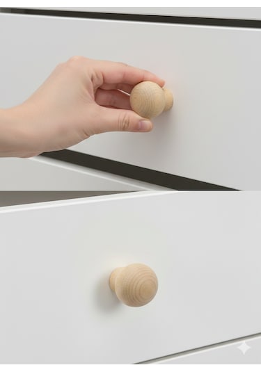 Ahşap Küre Top Düğme Kulp 37mm Çapında Lüks Çekmece kulp 4 adet