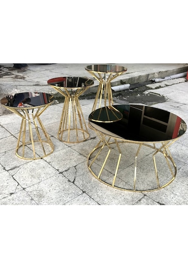 Brc Cadde Zigon-Orta Sehpa Model Metal Transmisyon Çelik Gold Ren