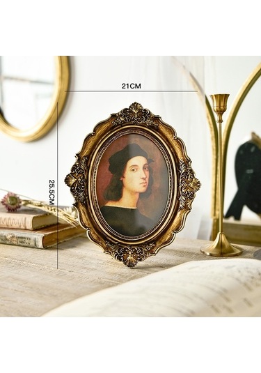 Tongxida Retro Ahşap Ev Dekor Fotoğraf Çerçeveleri, Oval-7 İnç