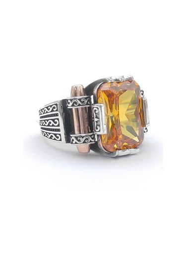 925 Ayar Gümüş Sitrin Baget Taşlı "Şah Cihan" Yüzüğü