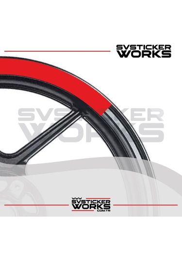 Motosiklet Jant Şeridi Jant Sticker Yarım Kaplama Daire 17-18 İnch Jant Motor Uyumlu Kırmızı