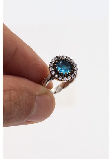 Akuamarin Taşlı El İşi Otantik Gümüş Kadın Yüzük 201024754 Gümüş