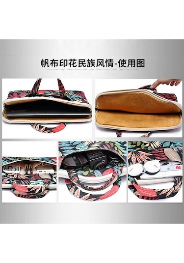 Ebitda Mini Kanvas Laptop Çantası 13.3 İçin Taşıma Çantası, Pembe Mavi Çok Renkli