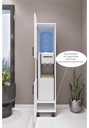 Ases Mobilya Esl0165 Çok Amaçlı Dolap Sebil Dolabı Mutfak Beyaz Beyaz