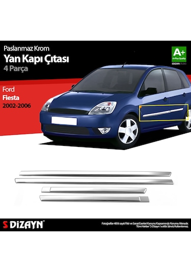 S-Dizayn Ford Fiesta Krom Yan Kapı Çıtası 4 Prç 2002-2006