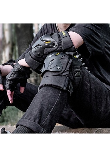 Pazly Ücretsiz Nefes Alabilir Reflektif Motosiklet Dizlik Ve Dirseklik Seti - Siyah/sarı