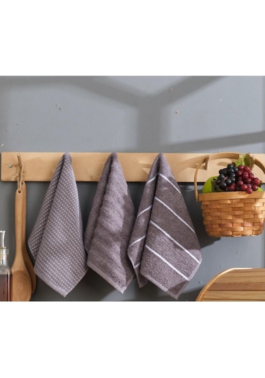 ﻿Rebeka Home Collection Sophia El Yüz Mutfak Havlu Seti 6'lı 30 x 50 CM Gri