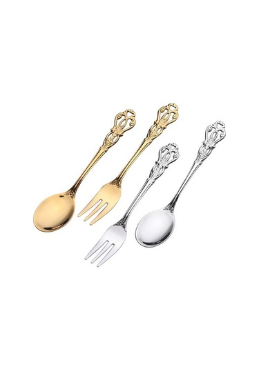 Altın Rölyef Desen Kahve Kaşığı Paslanmaya Dayanıklı Paslanmaz Çelik Okul Kantini Tatlı K Restoran 2