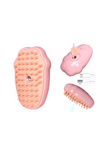 Hombey Kedi Köpek Saç Dökülmesini Azaltan Elektrikli Buhar Spreyli Fırça - Saç Çabuklanmasını Önleyen, Saçları Parlatıcı Kedi Ayak Desenli Pembe