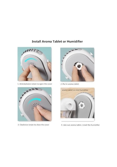 Mini Asılı Boyun Su Püskürtme Fanı 2000 Mah Şarj Edilebilir Pil Kumandalı El Masaüstü Hava Soğutma Fanları Açık Hom4my Beyaz