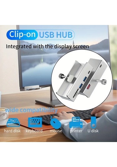 Honeybeeshop Usb 3.0/2.0 Klipsli Alüminyum Dock İstasyonu Veri, Şarj, Tf/sd Kart Okuyucu L-049a