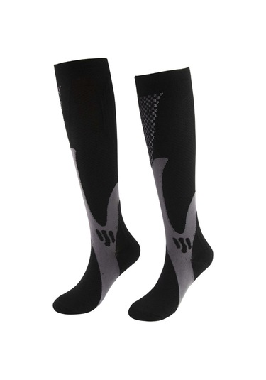Xindoker Erkek Kadın Spor Koşu Yoga Kompresyon Çorapları, Sudoruzluk Ve Koku Engelleme, Uzun Bilek, Siyah, Esnek Ve Dayanıklı Siyah
