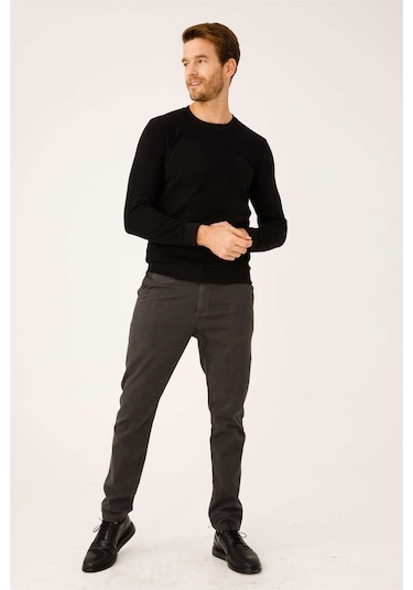 İgs Erkek Siyah Standart Bisiklet Yaka  Triko Siyah