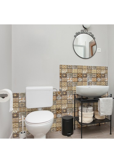 Qingmipy Kalıcı Pvc Otomatik Yapışkan Masaüstü Mobilya Yenileme Sticker - Siyah Tuğla Desenli 3d Duvar Kağıdı 10 Adet Paket Diğer