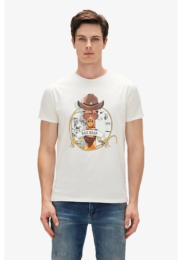 Bad Bear Gıraffe Erkek Tişört - Beyaz