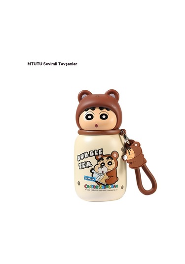 Crayon Shin-chan Mini Termos Fincanı Güzel Görünümlü 330ml Fincan Kahverengi