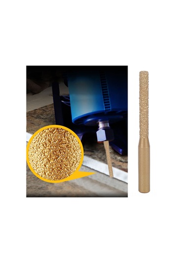 Maiyame Altın Renkli Lehimli Elmas Freze Ucu - Mermer, Granit, Kuvars Taşı Kesim İçin 6.35x5x65mm - Lehim Teknolojisi İle Uzun Ömürlü